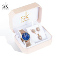 SK Top Luxury Women Watch Gift Set For Wedding Rose Gold Bracelet Necklace Jewelry Gift Set For Wife Regalo de San Valentin